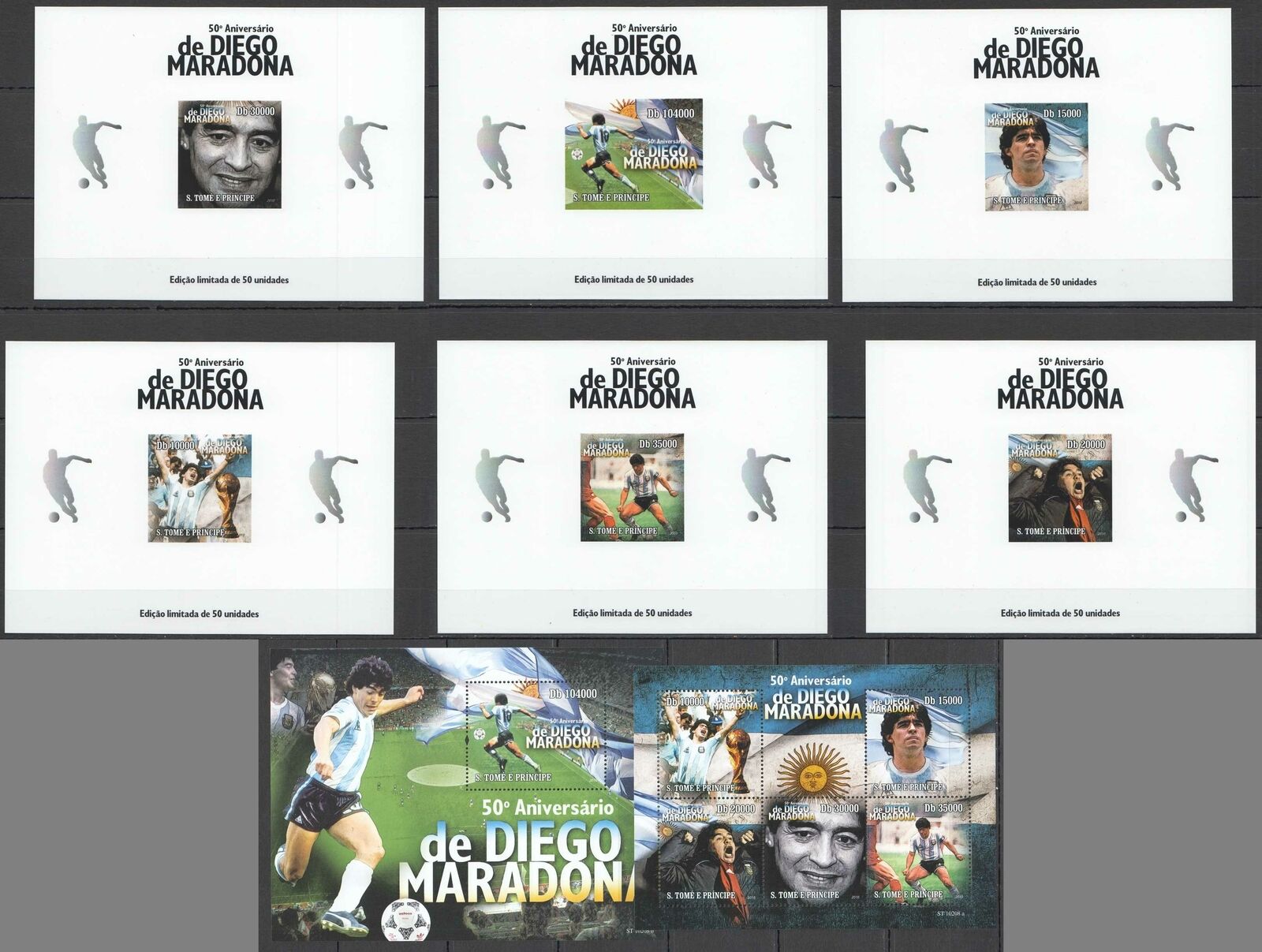 L0435 2010 Sao Tome & Principe Football Maradona #4400-4+bl758+6cardboard Bl Mnh