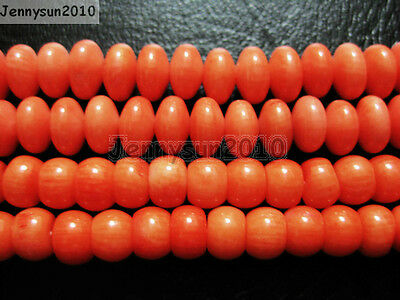 Natural Coral Gemstone 5x7mm 5x8mm Rondelle Loose Beads Orange 16'' Strand