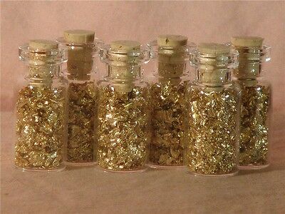 Gold Flakes In 18 Mini Glass Bottles  No Liquid