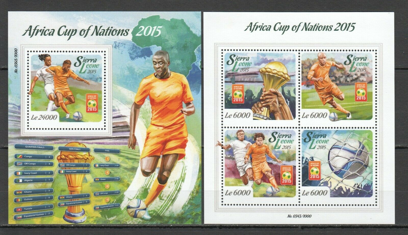 St525 2015 Sierra Leone Sport Football Africa Cup Of Nations 1kb+1bl Mnh Stamps