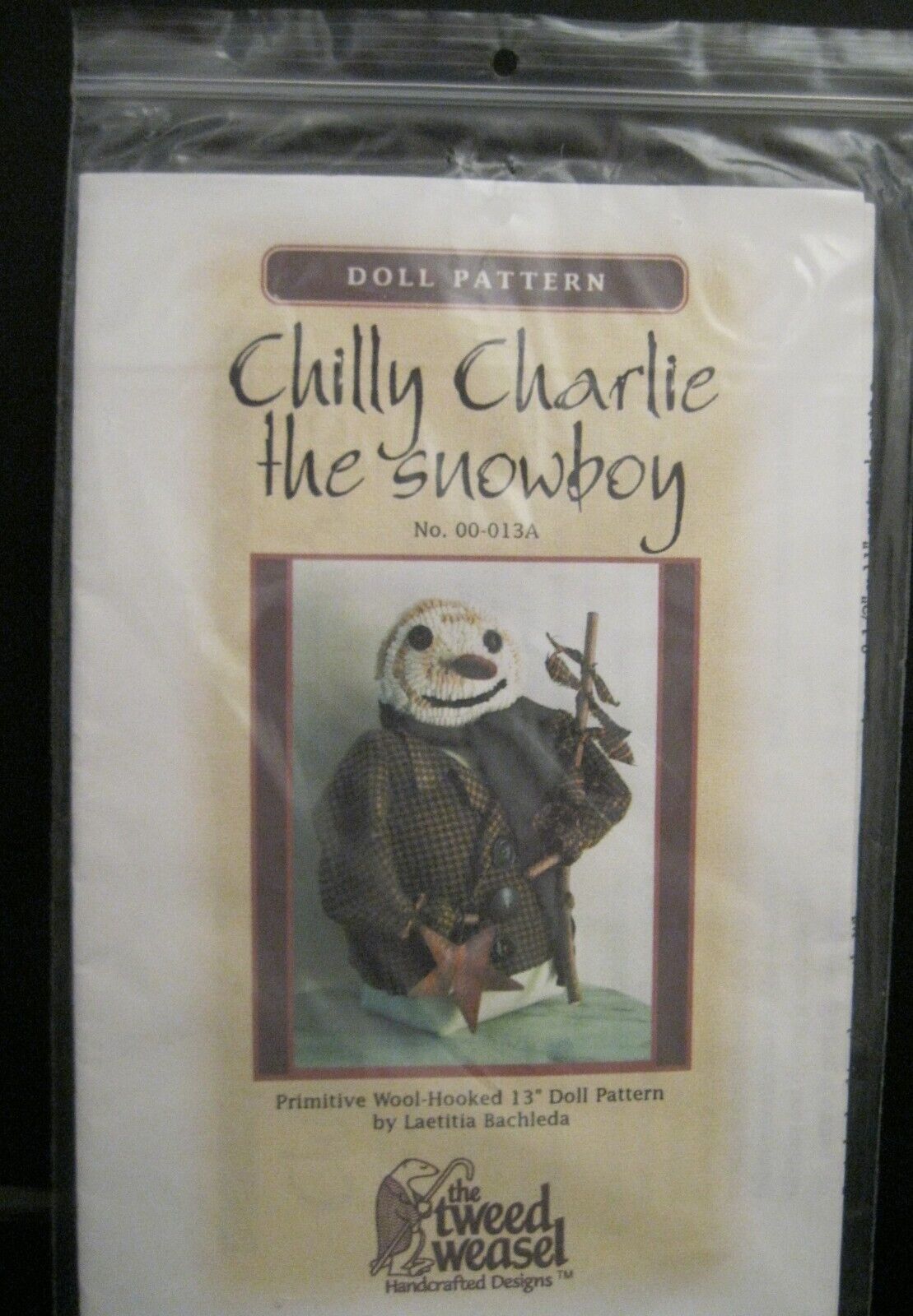 Doll Pattern Chilly Charlie The Snowboy Primitive Wool Hooked The Tweed Weasel