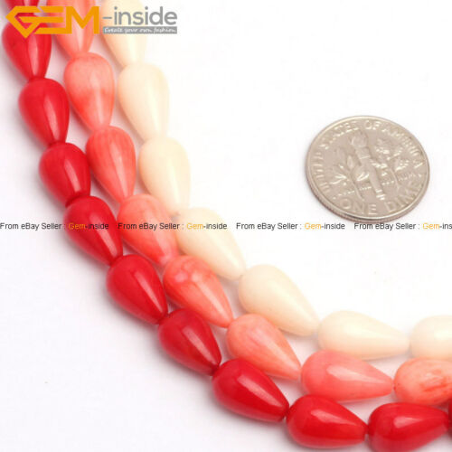Tear Drop Coral Beads For Jewelry Making 15"  Dyed Natural Coral Jewelry Beads