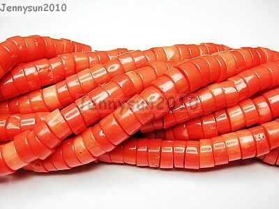 Natural Coral Gemstone Heishi Loose Spacer Beads 16'' Inches Strand Orange