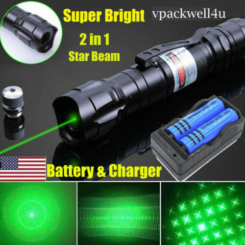 900 Miles Green Laser Pointer Star Beam 1 Mw Rechargeable Lazer+battery+charger