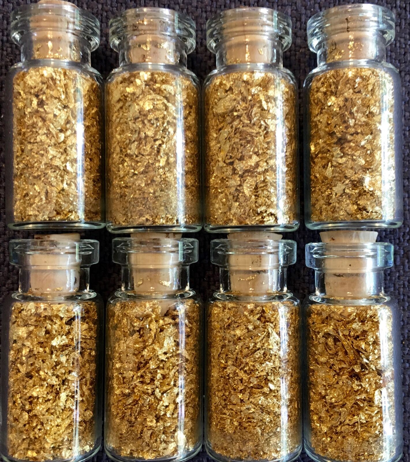 10 Large Bottles Of Gold Leaf Flakes ..... Lowest Price Online !!