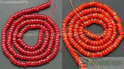 Natural Coral Gemstone 2mm X 4mm Heishi Orange Red Loose Spacer Crafts Beads 16"