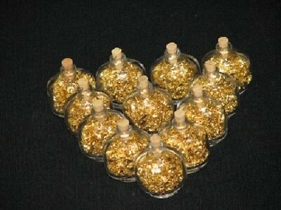 Gold Leaf Flakes In 12 Oval Glass Bottles With Cork 3 1/2 Ml