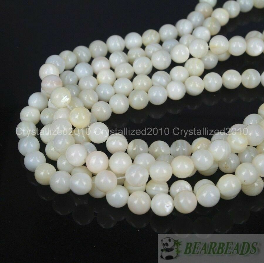 Natural White Mother Of Pearl Mop Shell Round Beads 4mm 6mm 8mm 10m 12mm 16"